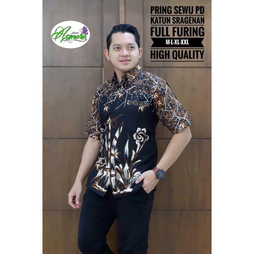 PRING SEWU PENDEK Batik Pria Full Furing Bahan Katun Halus Primisima