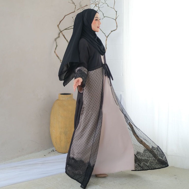 Exclusive Casual Abaya Hitam Bordir Bahan Jetblack Saudi Dress Maxi Turki Umroh Kwalitas Boutique-4