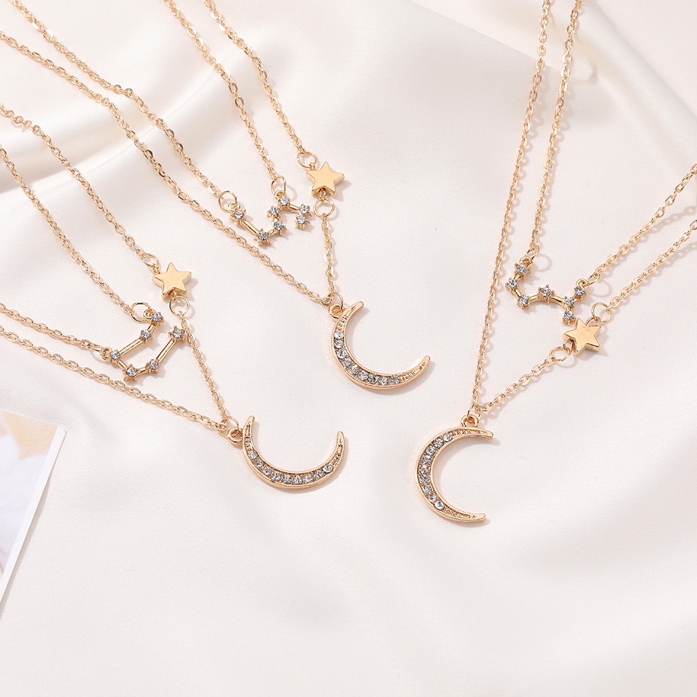 Kalung Rantai Liontin Motif Rasi Bintang Untuk Pria Dan Wanita /Kalung Zodiac Constellation Necklace