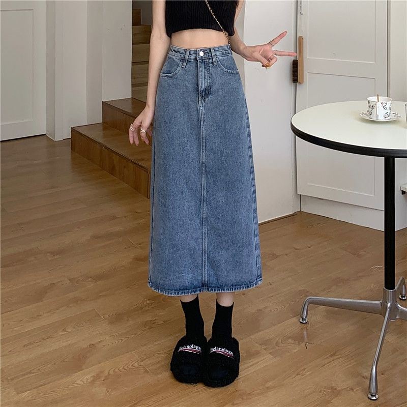 Rok denim wanita korean style skirt midi