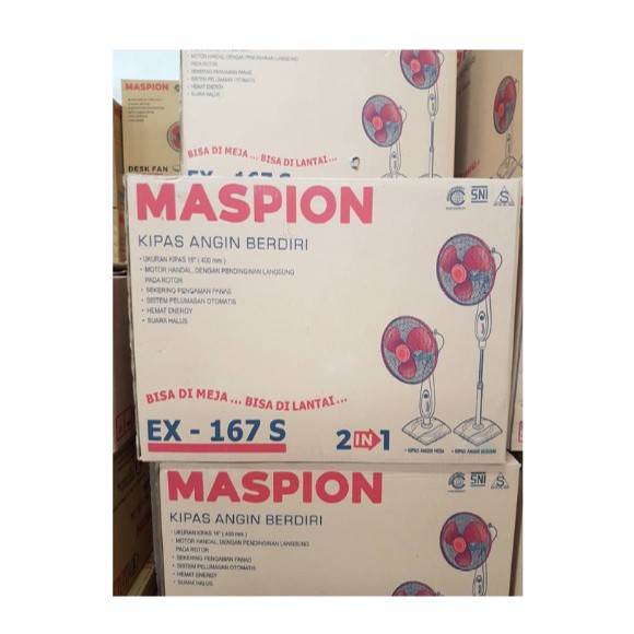 Maspion Stand Fan / Kipas Angin Berdiri 16&quot; 2in1 EX-167 S Desk Fan