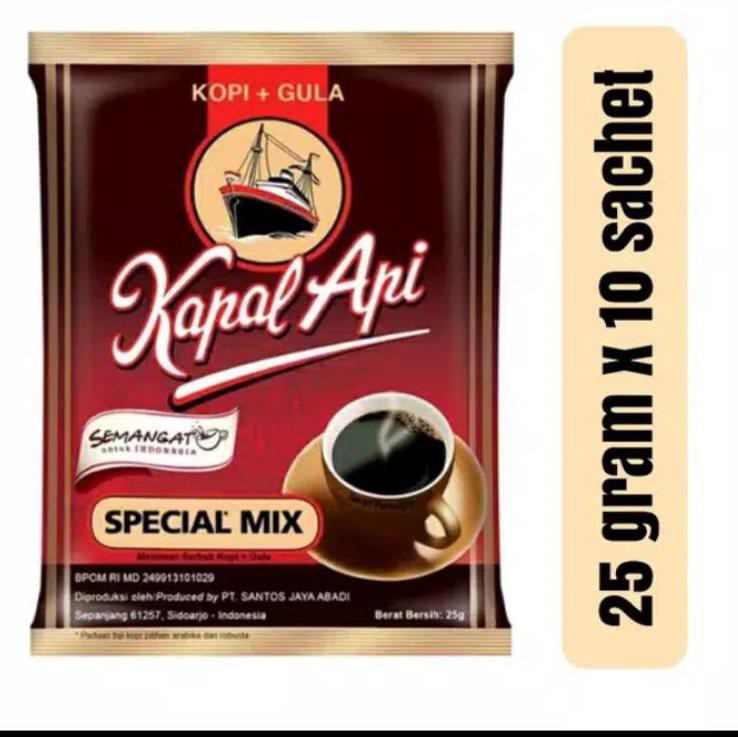 

SUPER PREMIU Kapal Api Special MIX Kopi & Gula Scht 25g 10 sachet