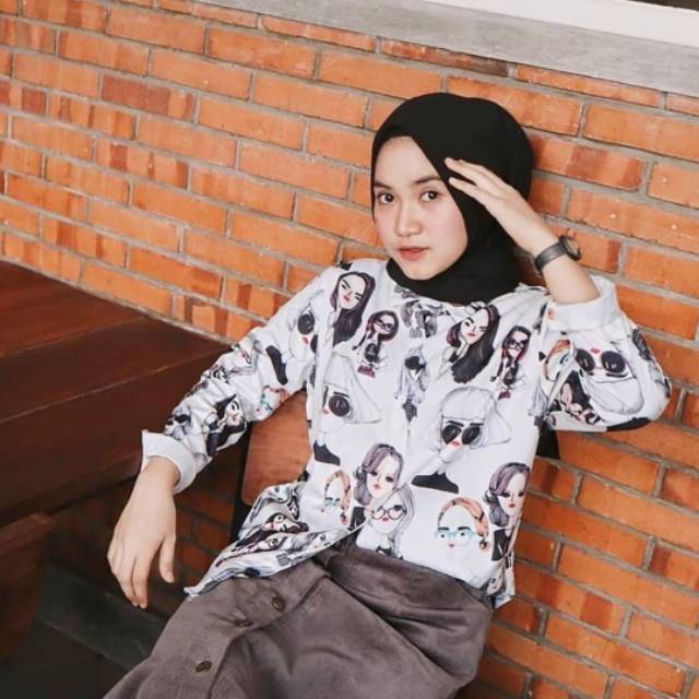 RETRO VOGUE GIRL SHIRT - KEMEJA MONALISA PATTERN 94 CM