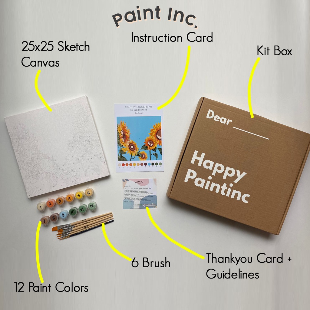 

tyvf Paint by Numbers Kit: Sunflower Paint Inc. ID Paint by Number Painting Kit