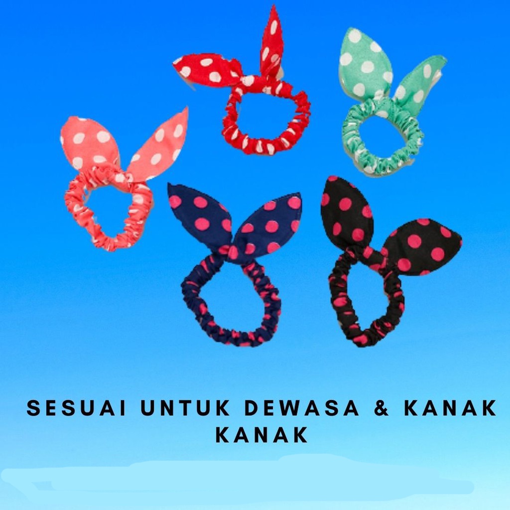 [10 PCS] Ikat Rambut Korea Model Telinga Kelinci Dewasa dan Anak -anak  ikat rambut hairband Lucu Unik