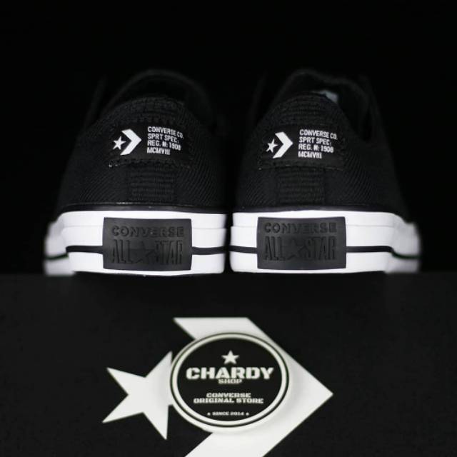Sepatu Sneakers Pria CONVERSE CT AS Ox Twill-Textile Black White Original 166240C