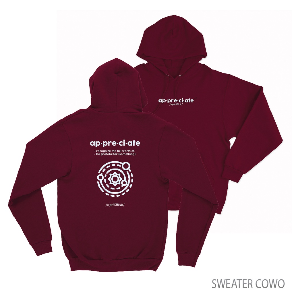 Sweaterpolos Hoodie Jumper APRICIATED ( Sablon ) Unisex Pria &amp; Wanita