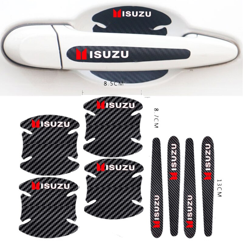 Stiker Mobil Outer Handle Anti Gores Pelindung Pintu Carbon Logo Isuzu ​​​​​​​Sticker