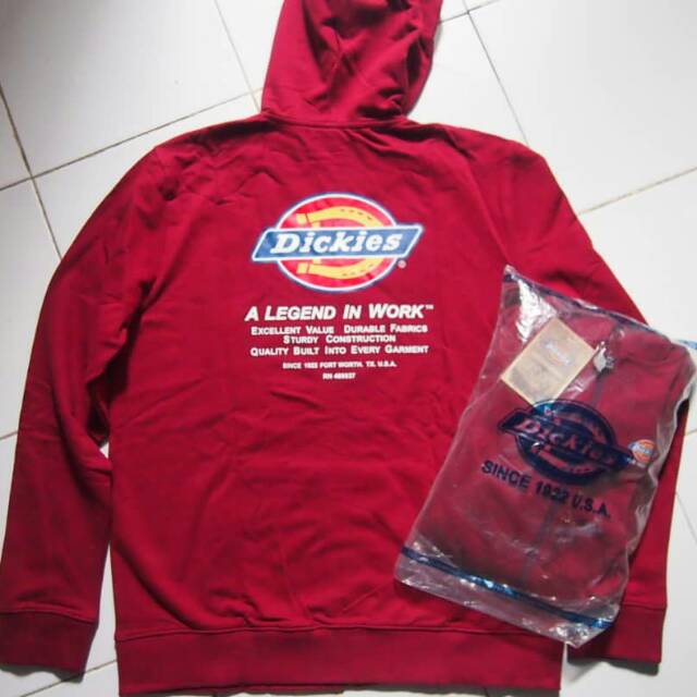 HOODIE ZIPPER DICKIES BIG LOGO MAROON