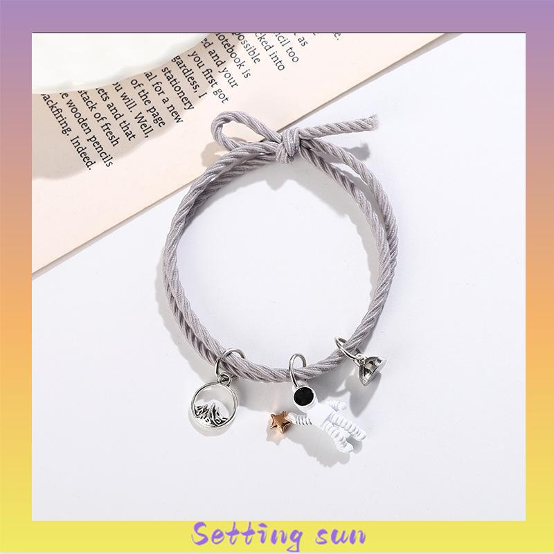 2 Pc Korea Ins Gelang Astronot Pasangan Rantai Magnet Gelang Dikepang Cinta Hadiah Lucu TN