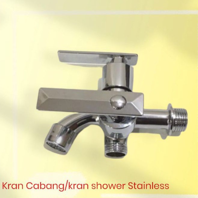 Paket Shower Kamar Mandi Set Hand Shower Kran Cabang Stainless Drat 1/2&quot;