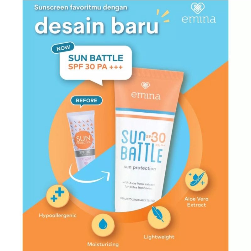 Jual EMINA SUN PROTECTION SUN BATTLE // SUN SCREEN SPF 30 // TABIR