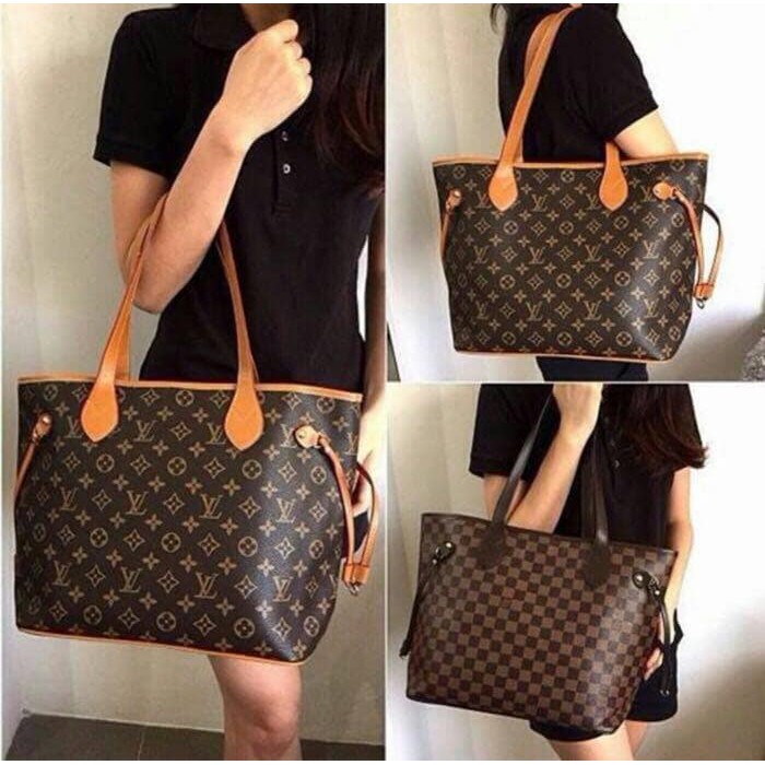 Tas Lv Neverfull bag monogram-l-