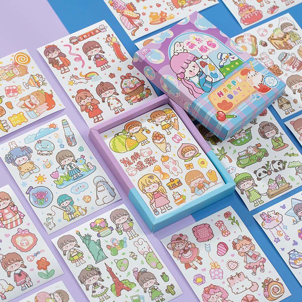 Agustina Colorful Dream Series Stiker Lucu 50Pcs/Set Alat Tulis Sekolah Bahan Scrapbooking Stiker Kertas Perekat Decals