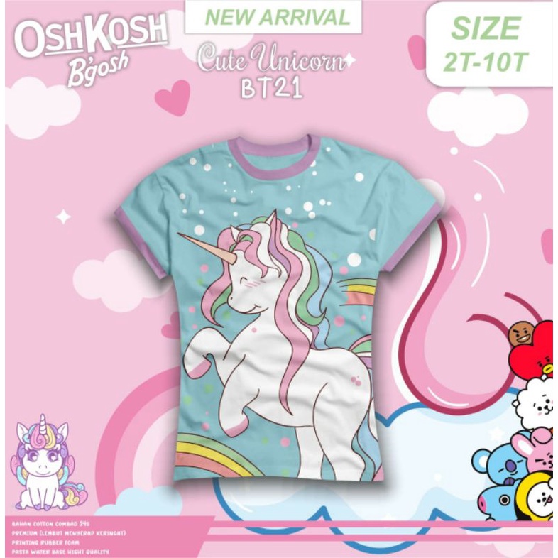 kaos oshkosh lengan pendek unicorn