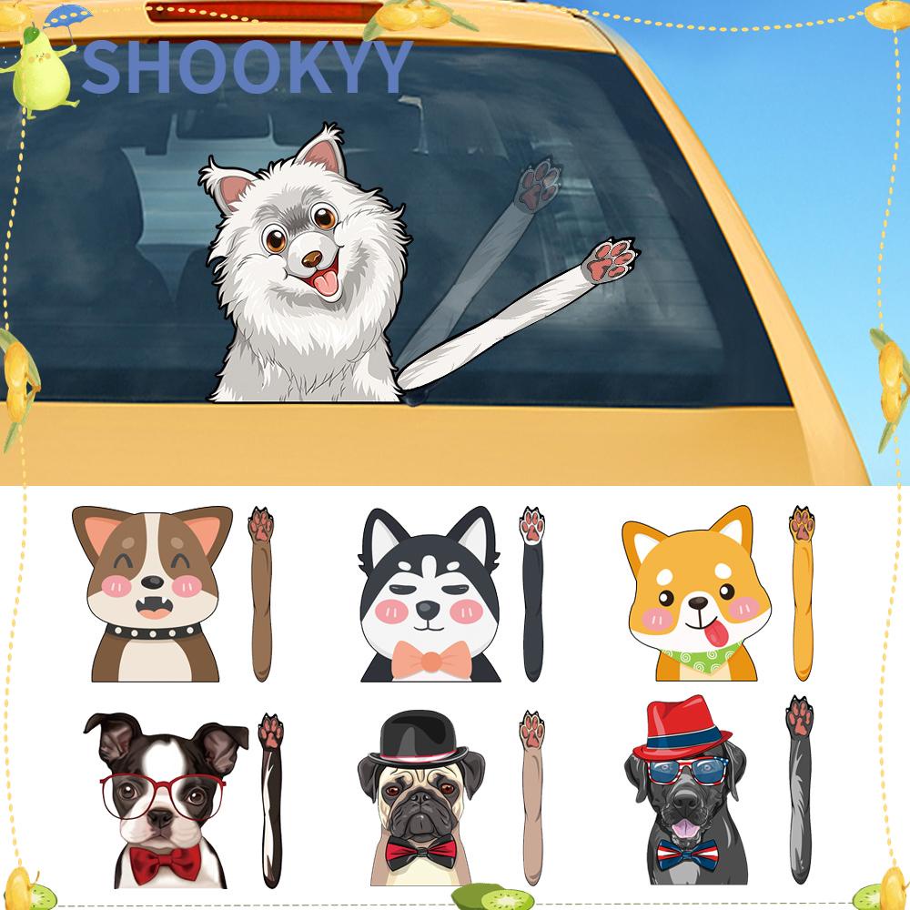 Chookey Stiker Wiper Kaca Depan Mobil Motif Kartun Kaki Anjing Lucu Diy