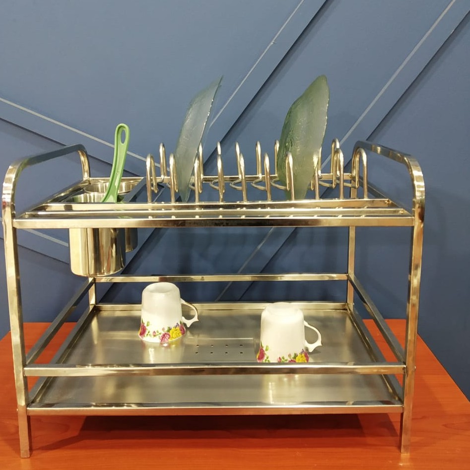 Rak Piring Stainless 2 Susun + 2 Gelas