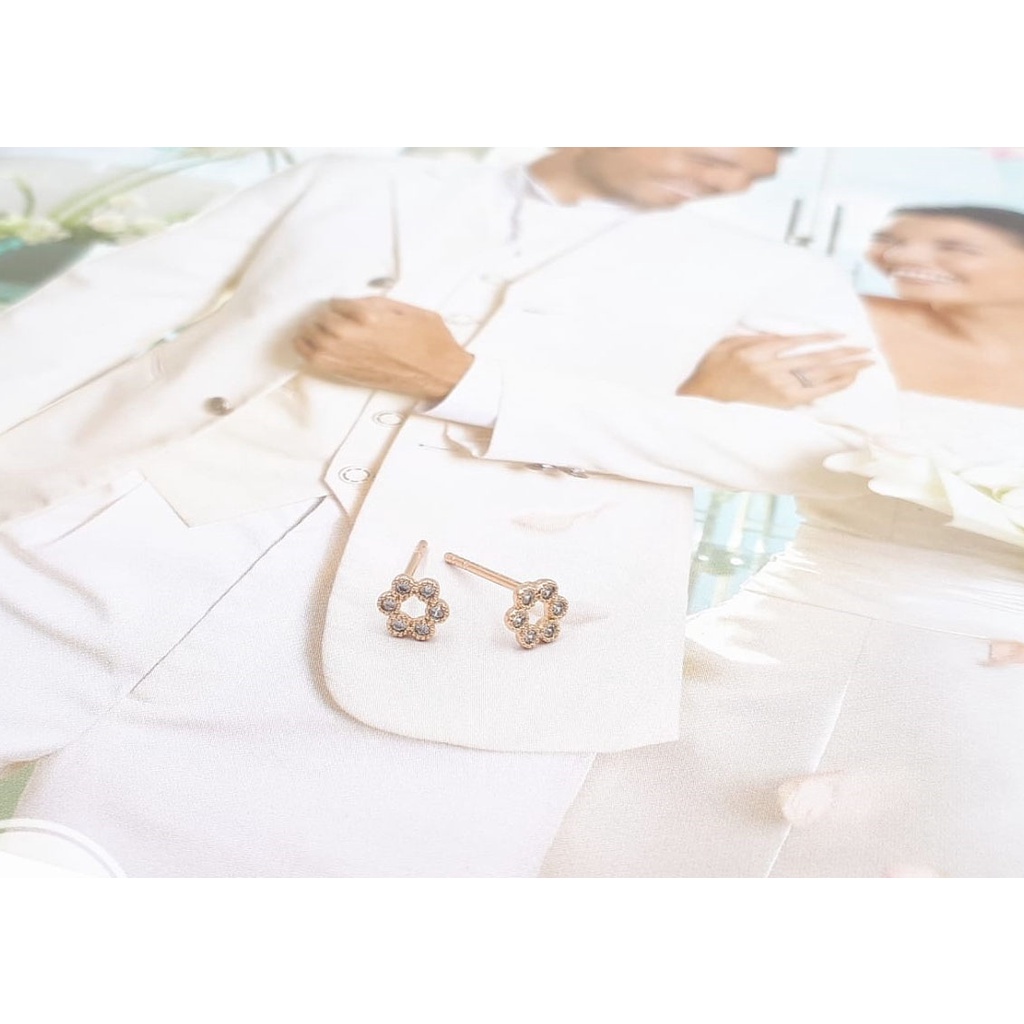 Anting Tusuk Emas Xuping Asli Mata Bunga Kecil Simpel Perhiasan Xuping Lapis Emas Asli (COD)