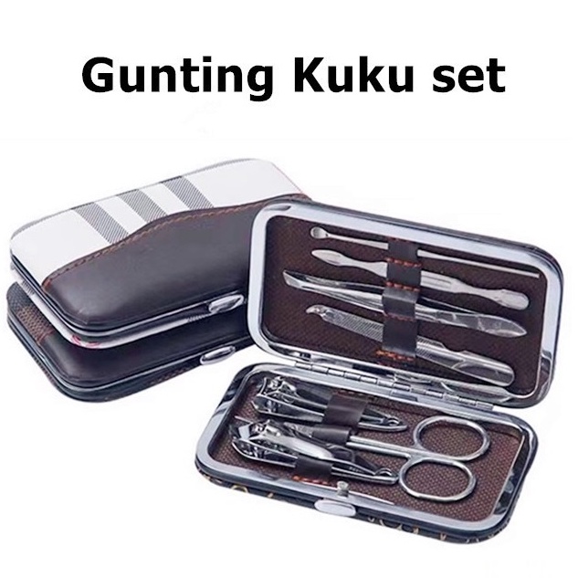 ☛TK☚ R507 Peralatan Manicure Set 7 in 1 Gunting Kuku Nail Art Portable Tools Set Dengan Dompet Pedicure Meni Pedi Manikur Set