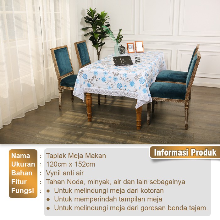 Taplak Meja Makan Persegi Anti Air Motif / Taplak Meja 4 Bangku High Quality - D10