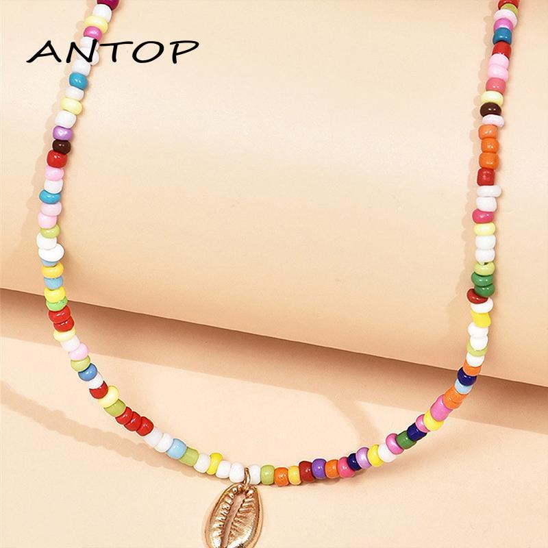 2pcs Kalung Liontin Manik-Manik Warna-Warni Gaya Bohemian Untuk Wanita