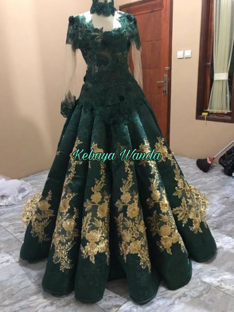 (PO) Gaun Pengantin Bunga 3D + Jaguar / Gaun Pengantin Belimbing + Selendang / Gaun Pengantin Ekor