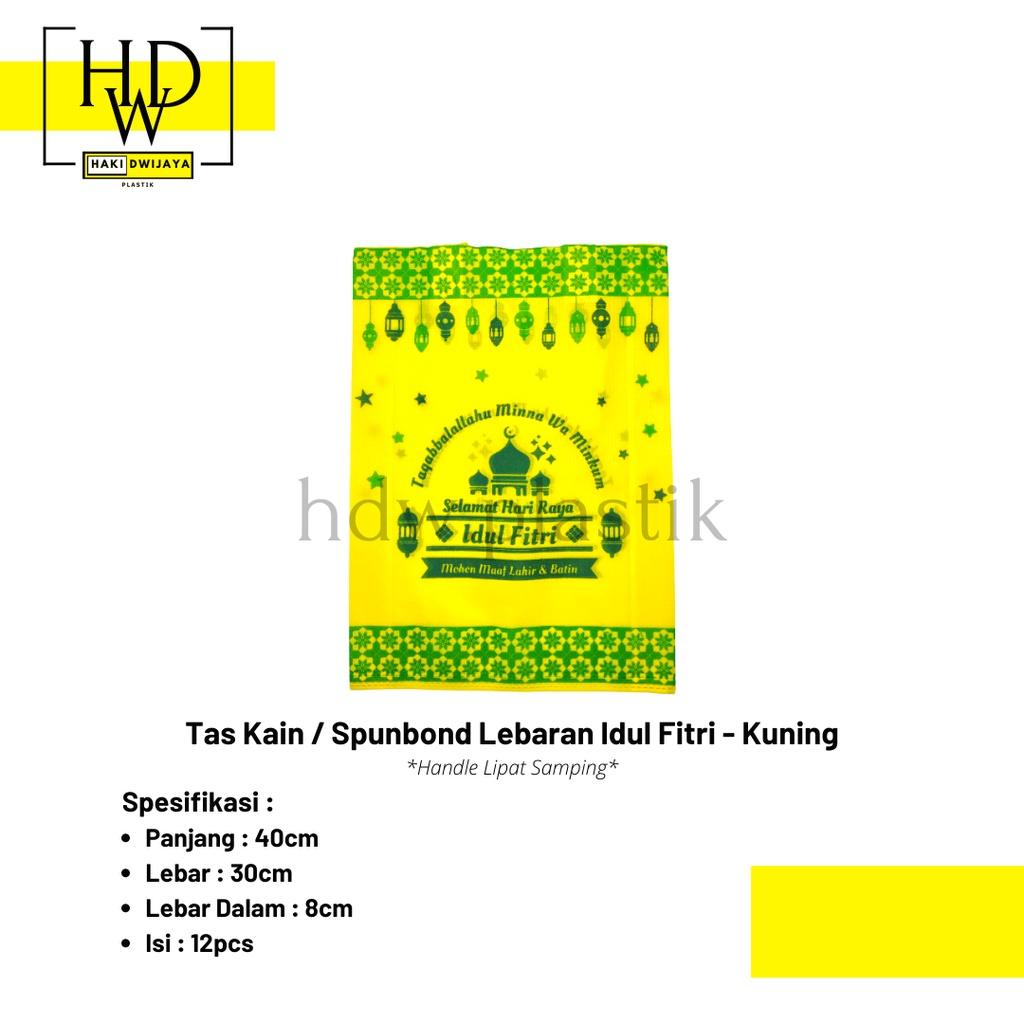 

[Isi 12Pcs] Tas Kain Spunbond Idul Fitri 30x40x8cm - Kuning