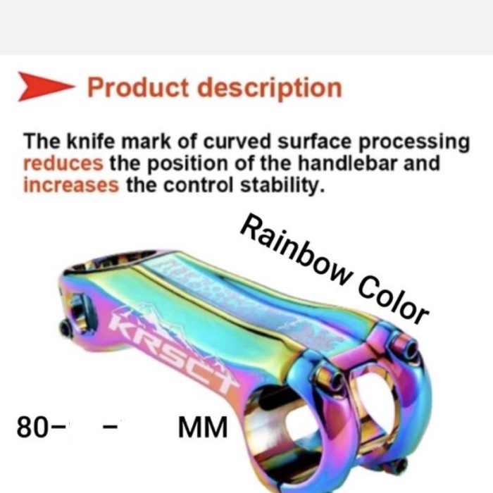 Stem KRSCT Rainbow pelangi 8 cm angle 20 derajat 31,8 mm over size