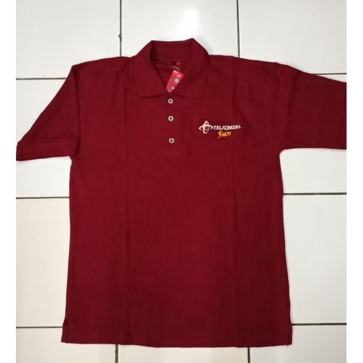 kaos polo katun telkomsel bordir/kaos kerah katun bordir telkomsel