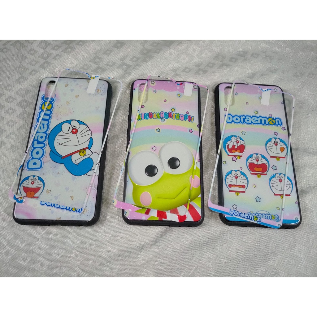 HARD CASE KARAKTER CEWEK / CARTOON + TEMPERED GLASS SAMSUNG A20 A30 GALAXY V J3 J310 J3 2016