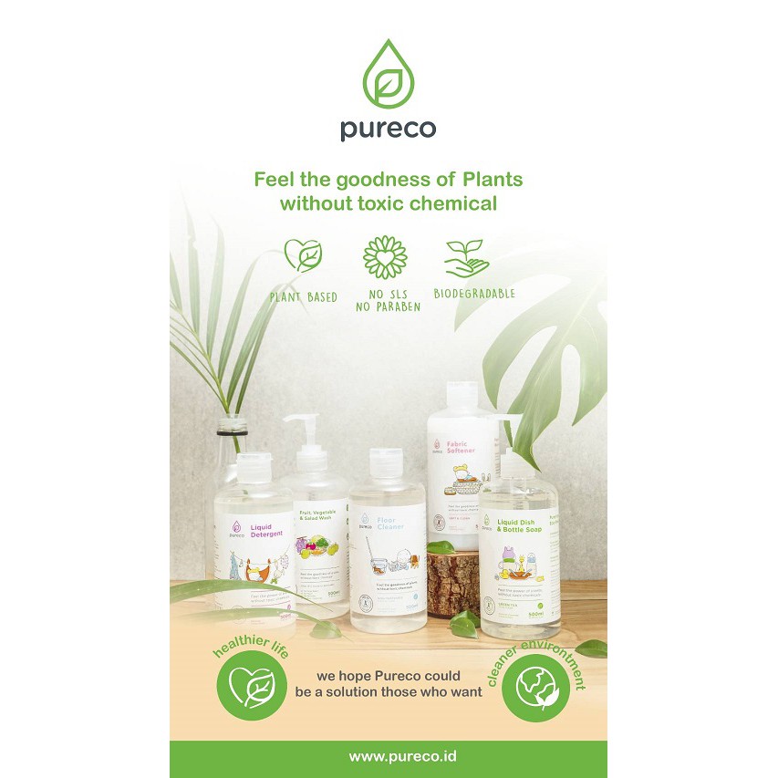 Pureco HOME Size 500ml [ Deterjent / Liquid Dish Soap  / Softener / Floor Cleaner / Fruit Wash ]