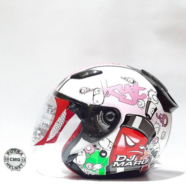HELM KYT DJ MARU MOTIF 5 WHITE PINK
