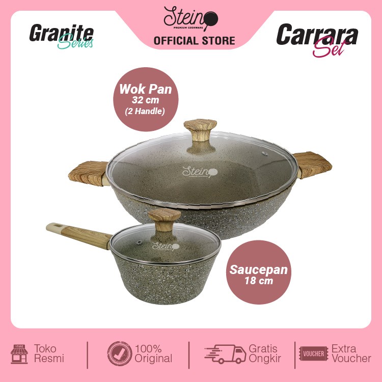 Wok Pan 32cm Steincookware Paket CARRARA Set Sauce Pan 18cm Stein Onyx Penggorengan Stein Cookware Induksi Saucepan