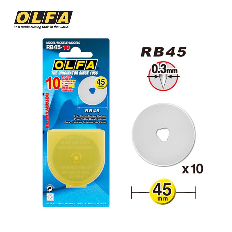 reffil isi ulang cutter pisau rotary cutter merk olfa ukuran 45 mm RB45-10 (10 pcs)