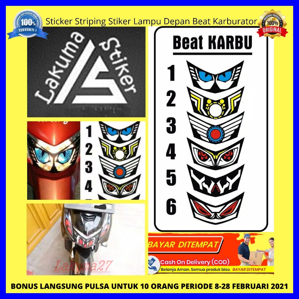 STICKER MATA KUCING LAMPU DEPAN BEAT / STICKER LAMPU DEPAN BEAT KARBURATOR / STIKER BEAT MATA KUCING