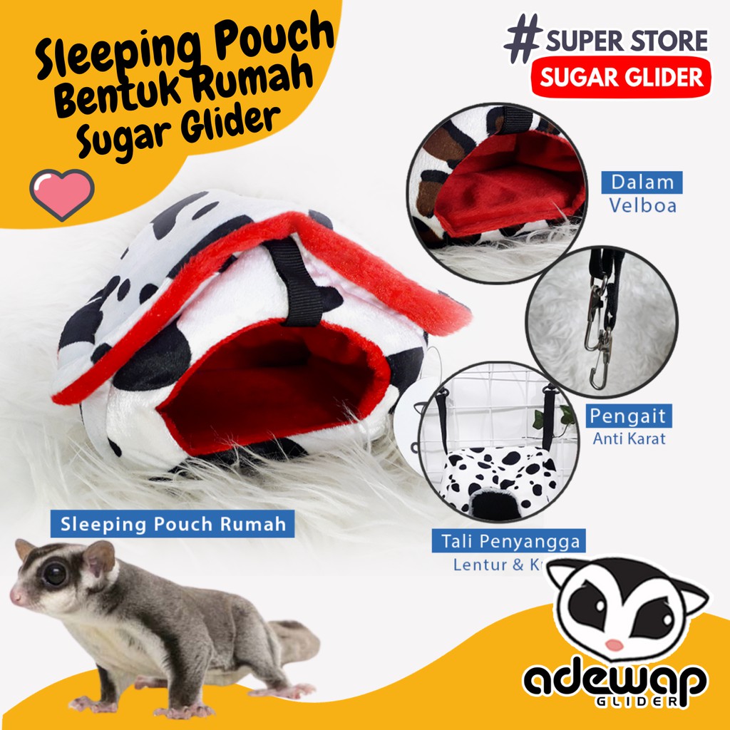 ADEWAP GLIDER Sleeping Pouch Sugar Glider Bentuk Rumah Tempat Tidur Sugar Glider
