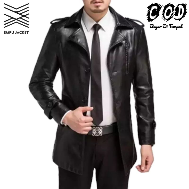 Jas Kulit Semi Pria Jas Kulit Sintetis Cowok / Blazer Kulit Sintetis / Jas Kulit Pria / Jas XXL Pria