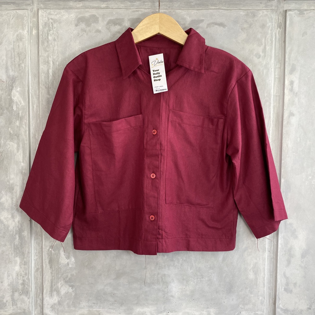 KEMEJA CROP LINEN OVERSIZE POCKET - OVERSIZE SHIRT LINEN 1KG 6 PCS