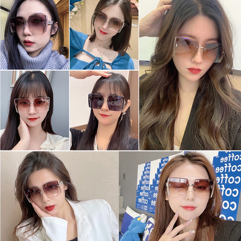 Kacamata Hitam Bingkai Persegi Kacamata Fashion Pantai Shades Sunglasses Untuk Wanita