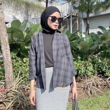 KEMEJA CROP TARTAN | KEMEJA WANITA KOTAK OVERSIZE / OVERSIZE FLANEL TARTAN / CROP TARTAN SHIRT [Lv31