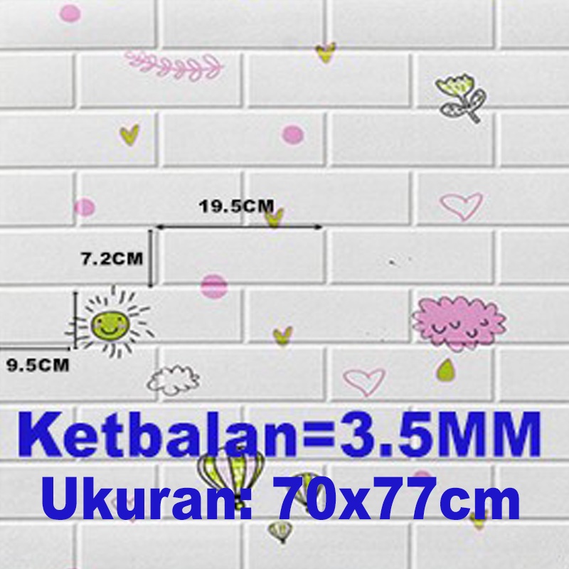 (KaLaTO) Wallpaper dinding 3d motif gambar wallfoam Dekorasi Kamar murah 70x77cm-BK3-7 3.5mm