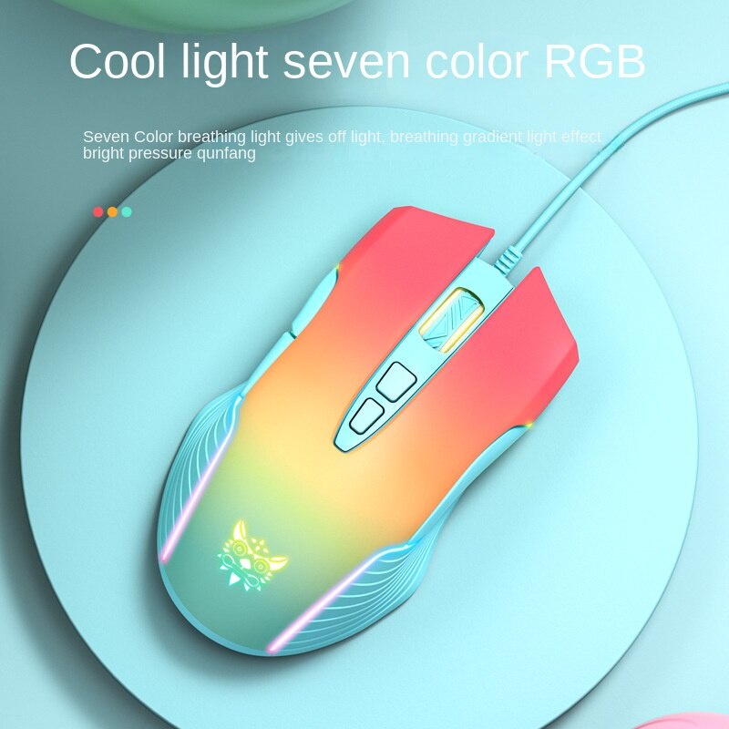 Onikuma CW905 Mouse Gaming 7 Tombol 800-6400 DPI Anti slip Dengan Lampu LED Warna-Warni