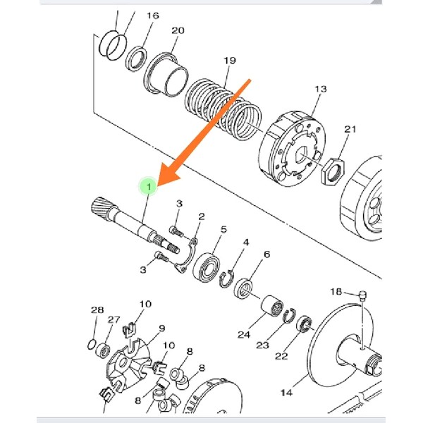 AS PULLY PULY PULI CVT BELAKANG MIO J SOUL GT FINO FI XRIDE X RIDE 115 LAMA ORIGINAL 54P-E6111-10