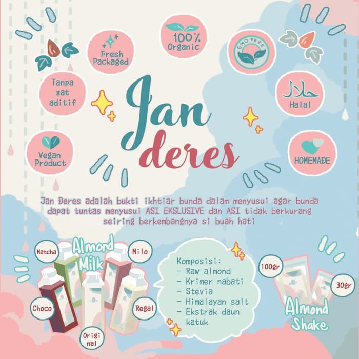 

Star Seller Almond Milk 100% Organic Susu Almond - Jan Deres 250 ml (Bundling) - Mix Flavor Bagus