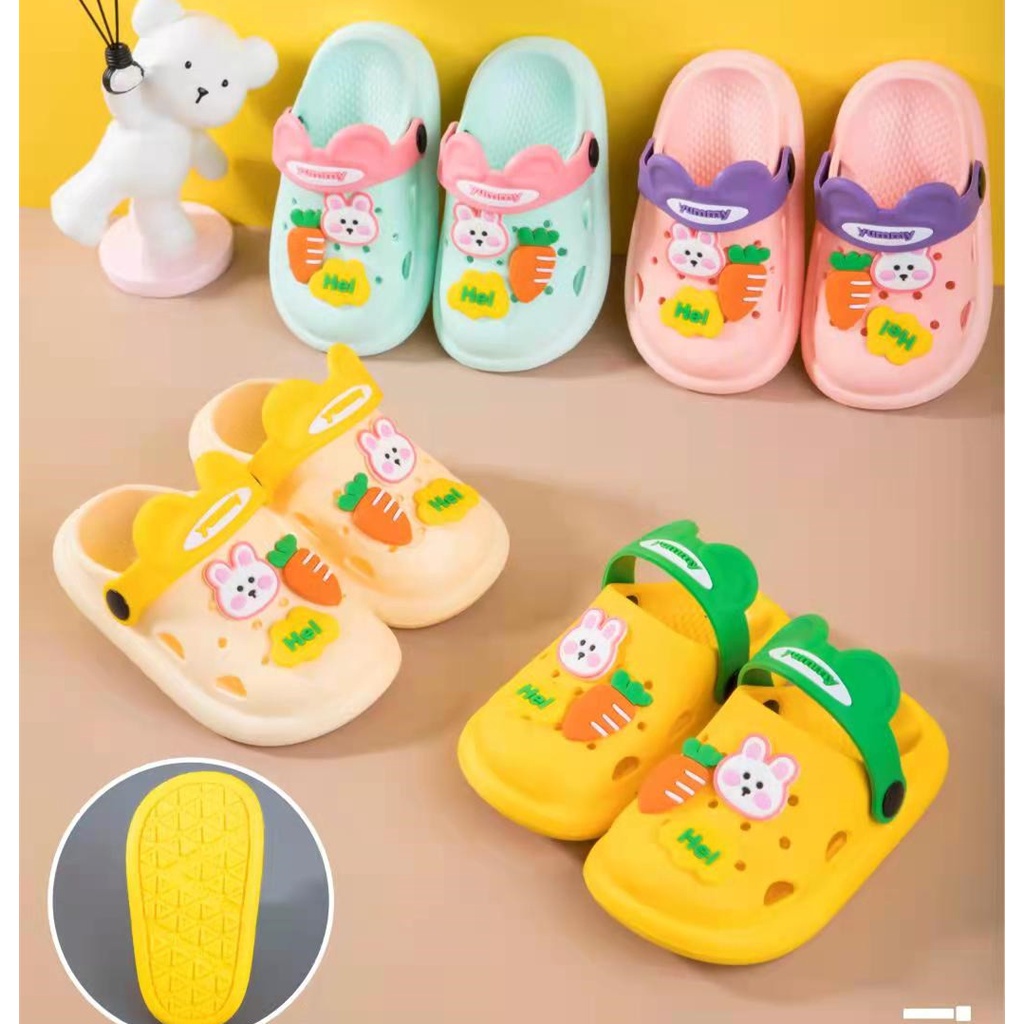 KK1 NEW Sandal eva slop anak motif kelinci wortel