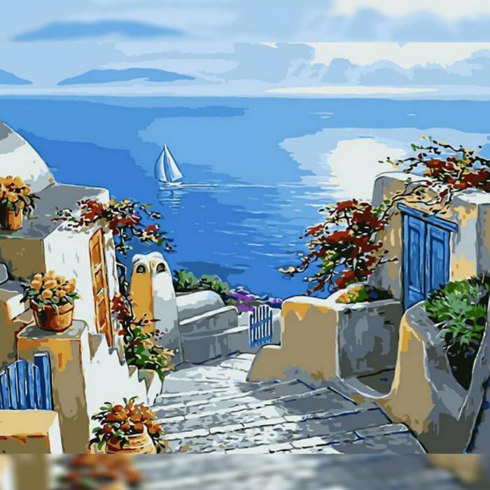 

Art / Diy Painting By Number - Santorini Greece 1