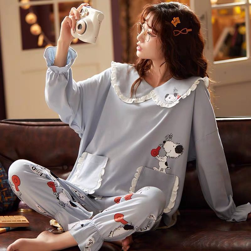 piyama kerah baby doll/baju tidur leisure wear