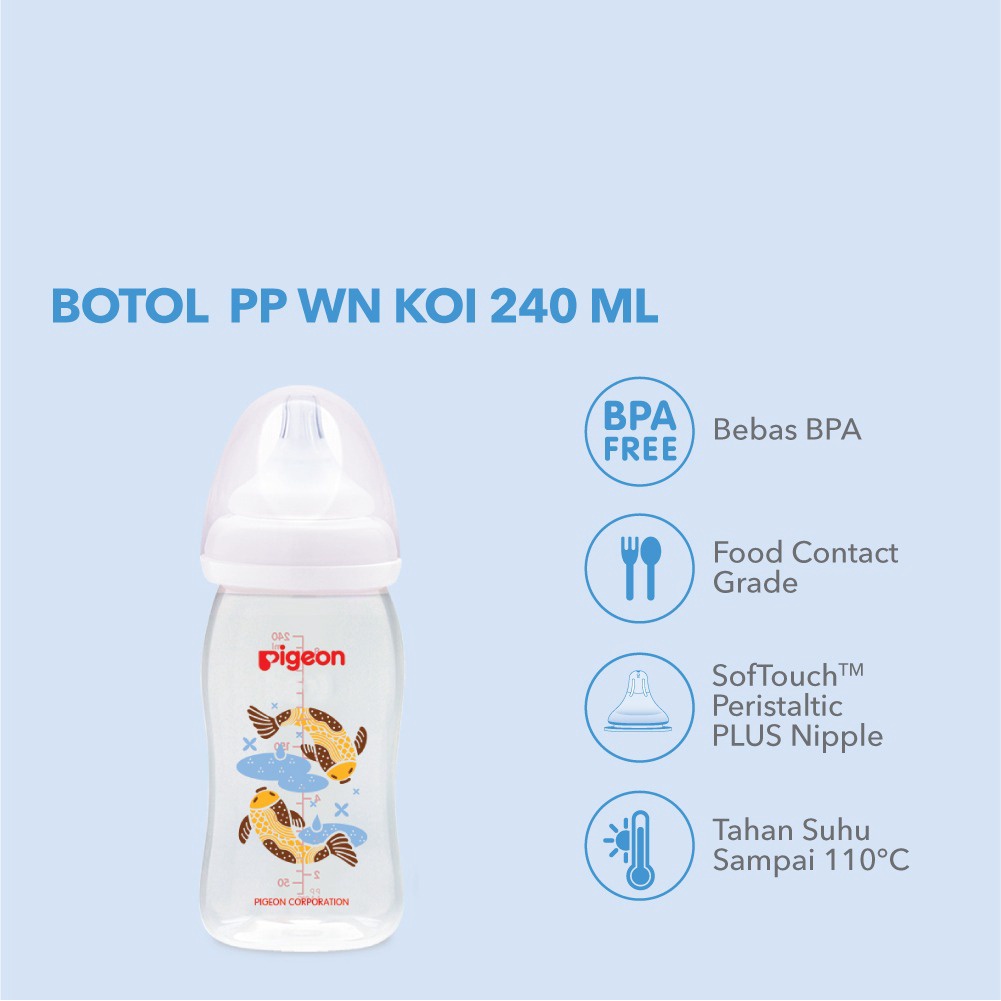 Botol Susu Bayi Pigeon PP Wide Neck 240ml - Batik Koi