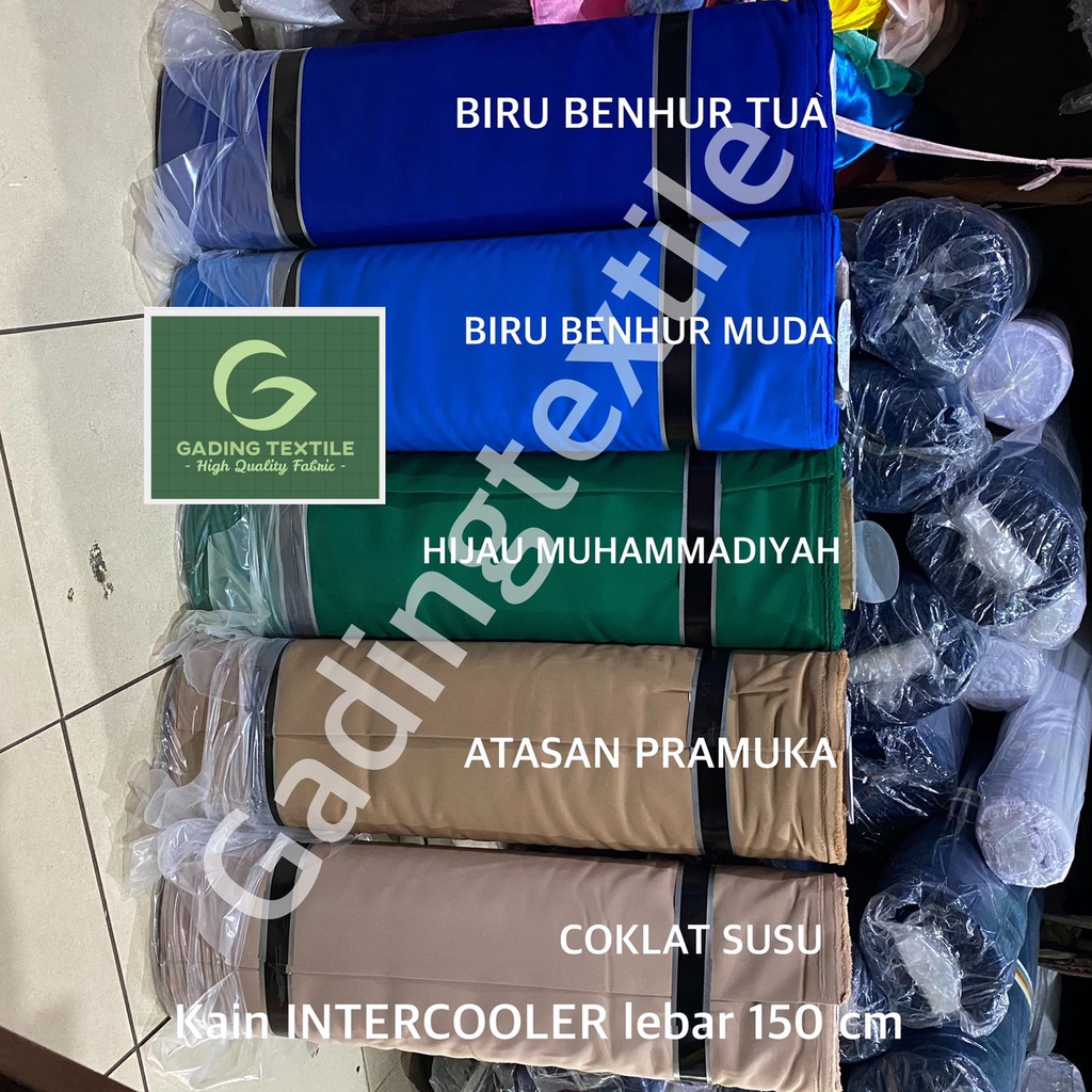 ( per setengah meter ) Kain seragam twill drill high twist INTERCOOLER lebar 150 cm meteran bahan celana rok baju atasan bawahan seragam sekolah KULOT TUNIK pakaian dinas almamater topi jas blazer blaser blouse dasi printing sublime sublim hordeng gorden