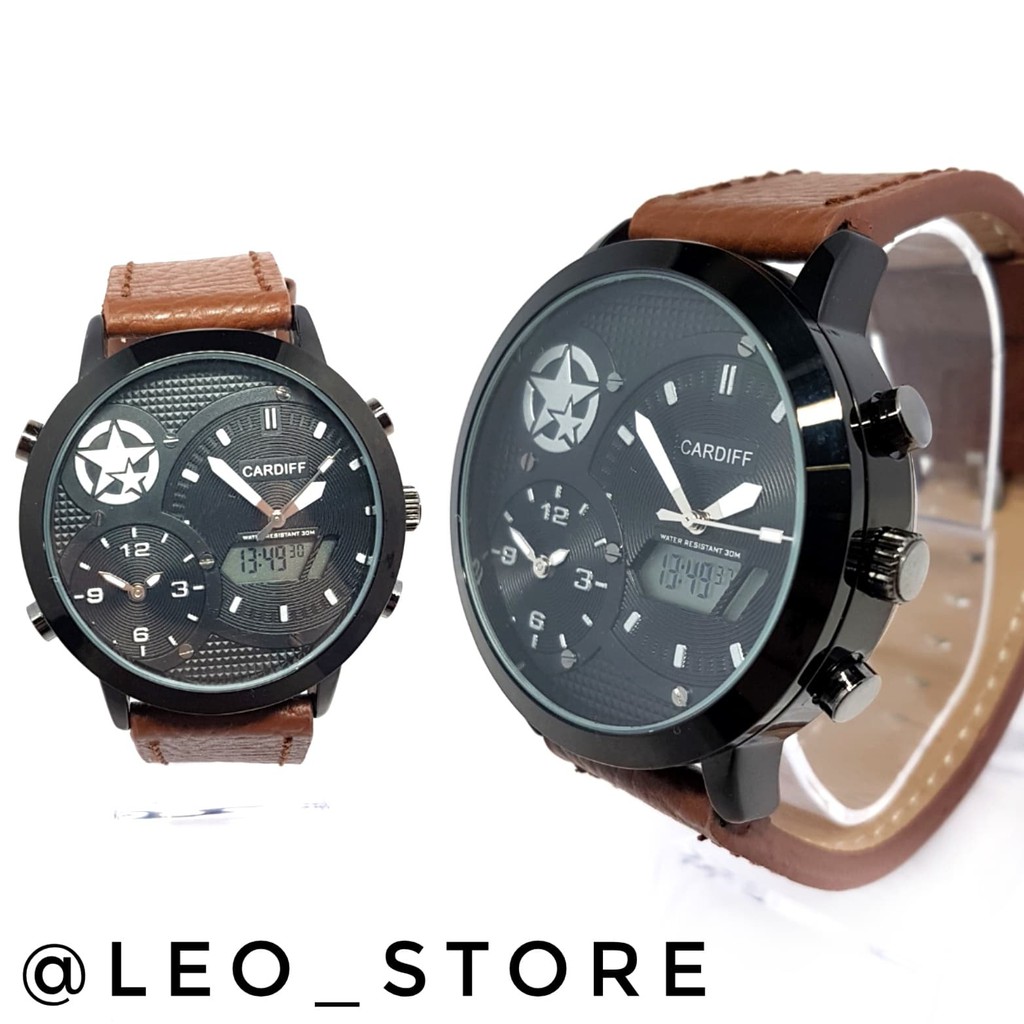CARDIFF ORIGINAL  A3. JAM TANGAN KULIT PRIA. READY STOCK
